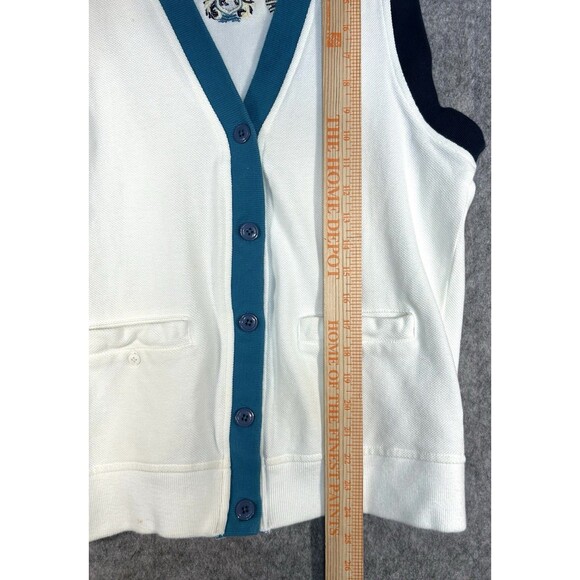 Vintage Izod Club Womens White Vest Golf Size L Embroidered Casual Classic Retro - Picture 8 of 9